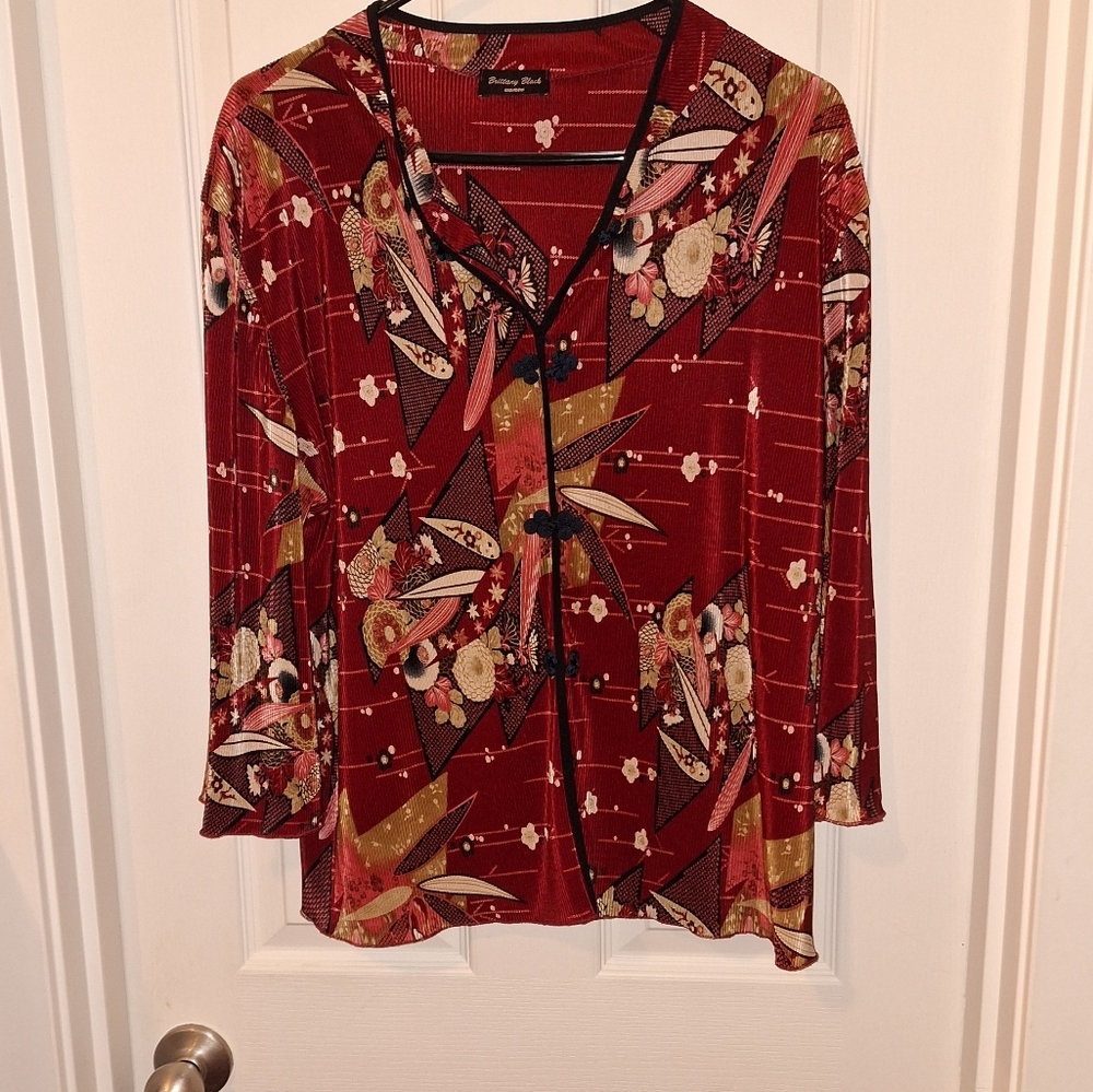 Brittany Black Red Long Sleeve Top